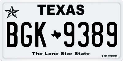 TX license plate BGK9389