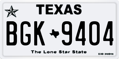 TX license plate BGK9404