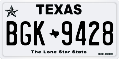 TX license plate BGK9428