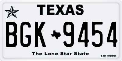 TX license plate BGK9454