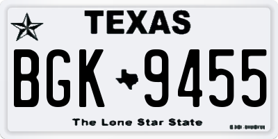 TX license plate BGK9455