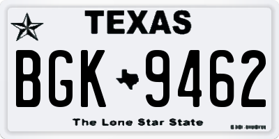 TX license plate BGK9462