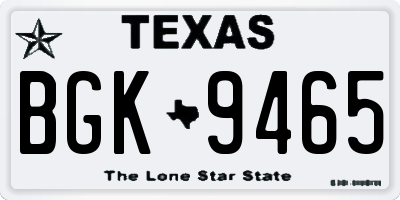 TX license plate BGK9465