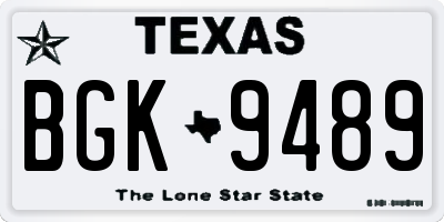 TX license plate BGK9489