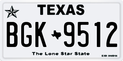TX license plate BGK9512