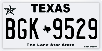 TX license plate BGK9529