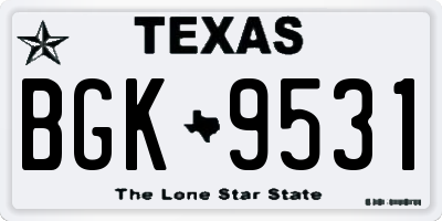 TX license plate BGK9531