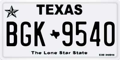 TX license plate BGK9540