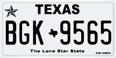 TX license plate BGK9565