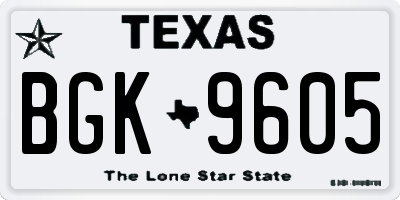TX license plate BGK9605