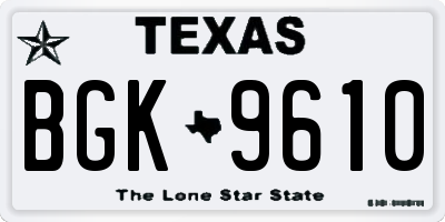 TX license plate BGK9610