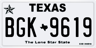 TX license plate BGK9619