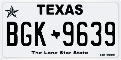 TX license plate BGK9639