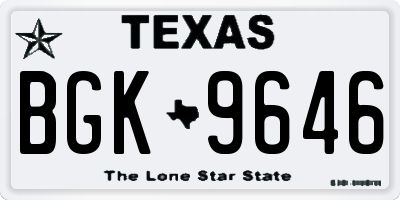 TX license plate BGK9646