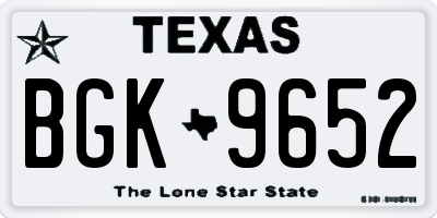 TX license plate BGK9652