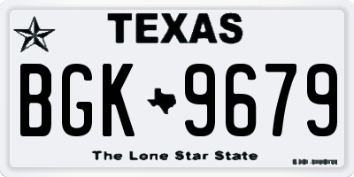 TX license plate BGK9679