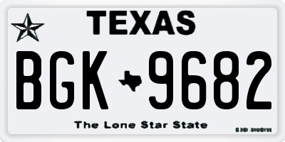 TX license plate BGK9682