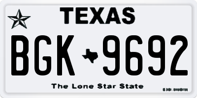 TX license plate BGK9692