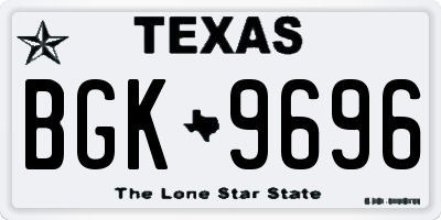 TX license plate BGK9696