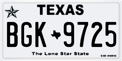 TX license plate BGK9725