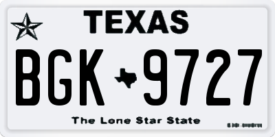 TX license plate BGK9727