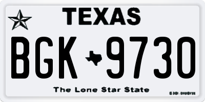 TX license plate BGK9730