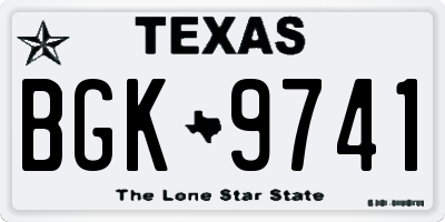 TX license plate BGK9741