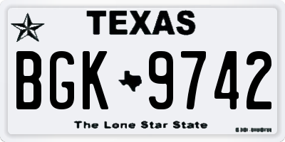 TX license plate BGK9742