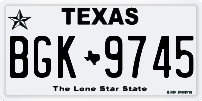 TX license plate BGK9745