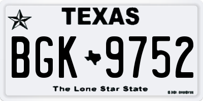TX license plate BGK9752
