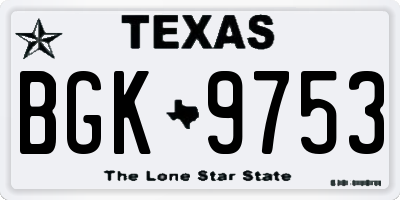 TX license plate BGK9753
