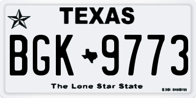 TX license plate BGK9773