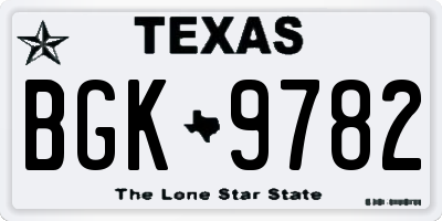 TX license plate BGK9782