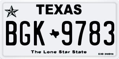 TX license plate BGK9783