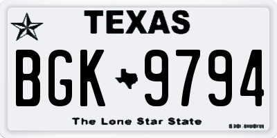 TX license plate BGK9794