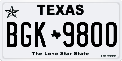TX license plate BGK9800
