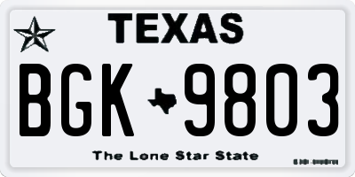 TX license plate BGK9803