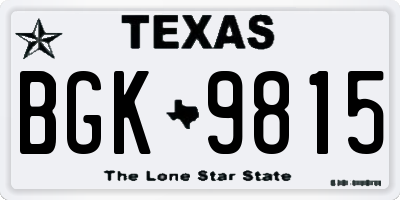 TX license plate BGK9815