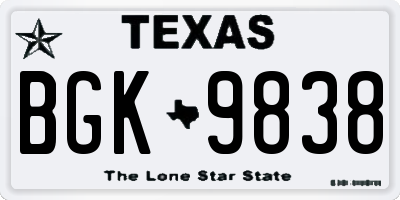 TX license plate BGK9838