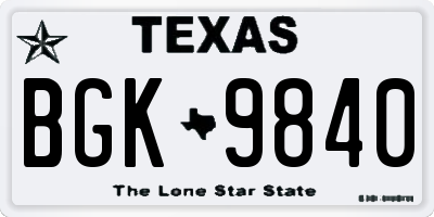 TX license plate BGK9840
