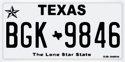 TX license plate BGK9846