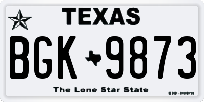 TX license plate BGK9873