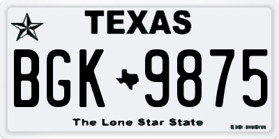 TX license plate BGK9875