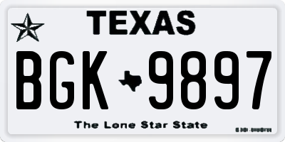 TX license plate BGK9897