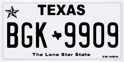 TX license plate BGK9909