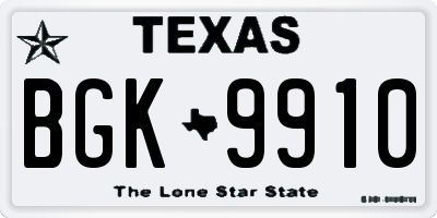 TX license plate BGK9910