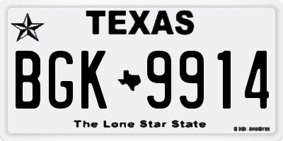 TX license plate BGK9914