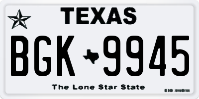 TX license plate BGK9945