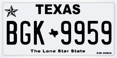 TX license plate BGK9959