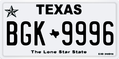 TX license plate BGK9996